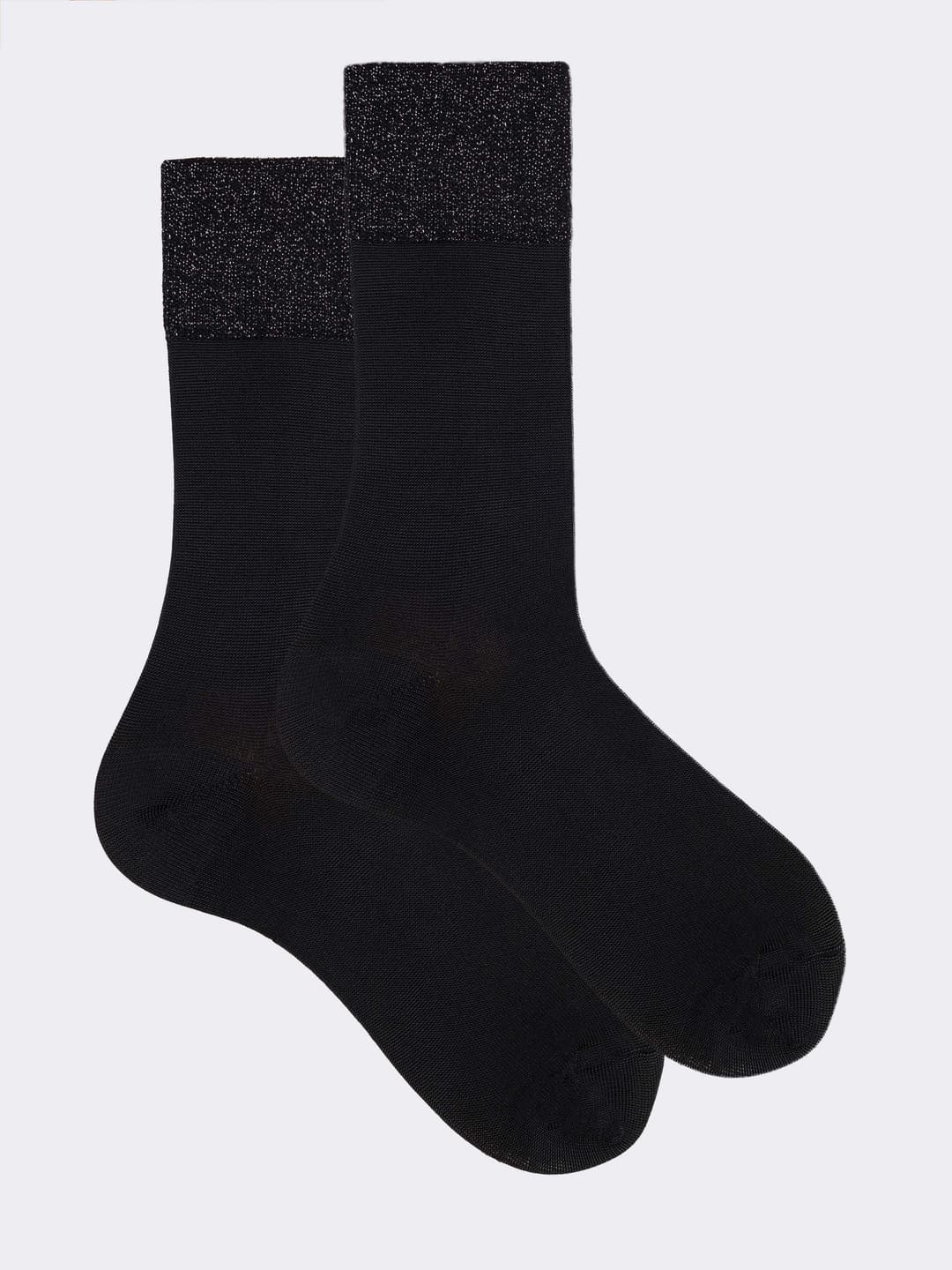 Calze tinta unita con polsino Lurex - Made in Italy