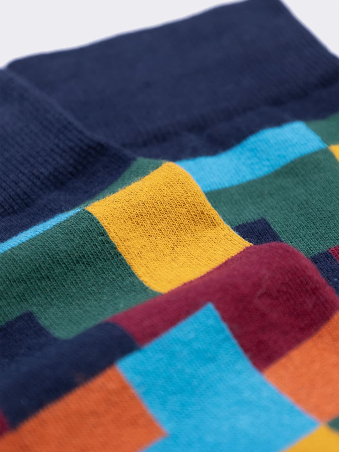 Calze lunghe Uomo fantasia Color Block in Caldo Cotone - Made in Italy